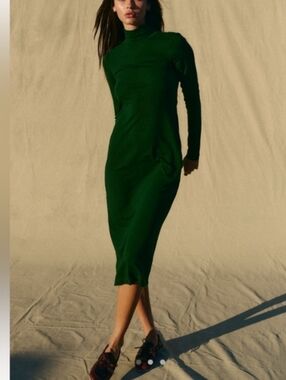 NWT Good Feels Mockneck Midi Dress In Spruced Up | XS